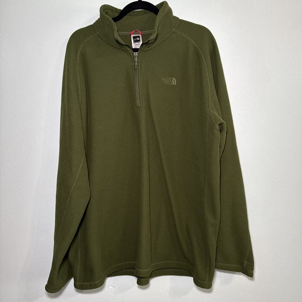 The‎ North Face Men's Textured Cap Rock Quarter Zip Pullover Green Size XXL 2XL